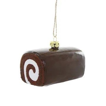 Chocolate Swiss Roll Glass Ornament