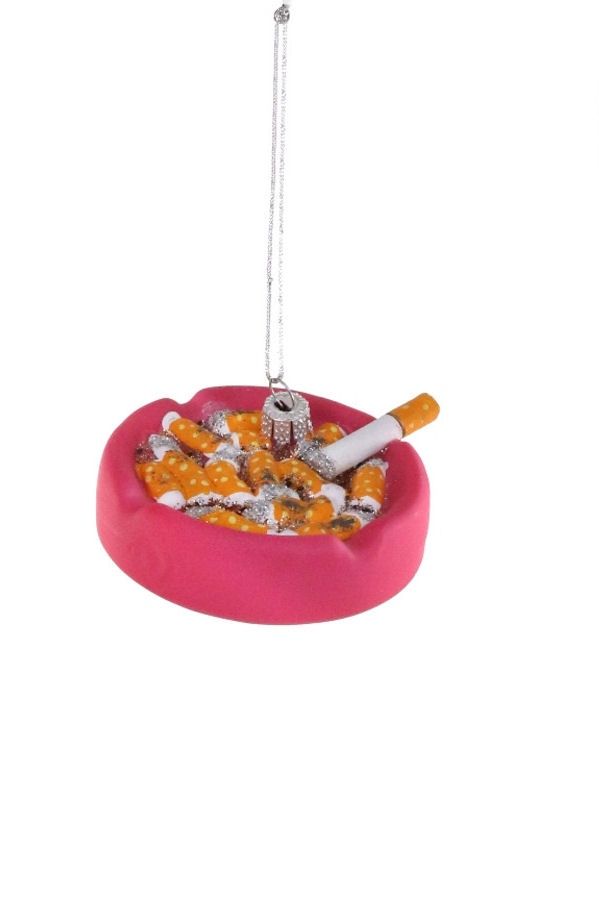 Ashtray Cigarette Holder Hot Pink Glass Ornament