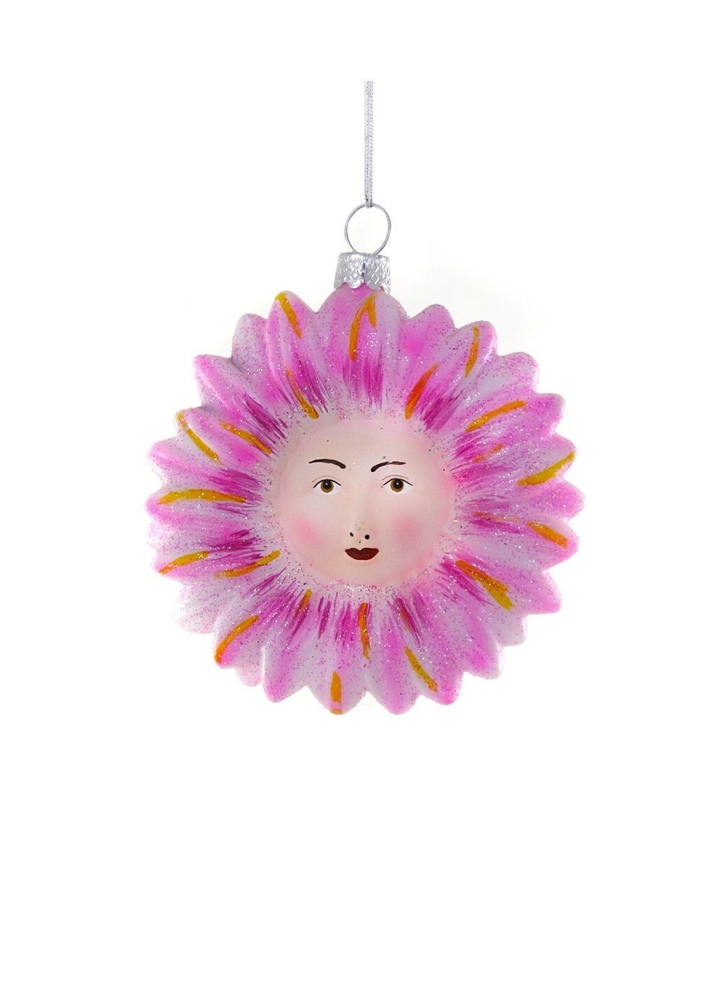 Enchanted Daisy Flower Face Glass Ornament