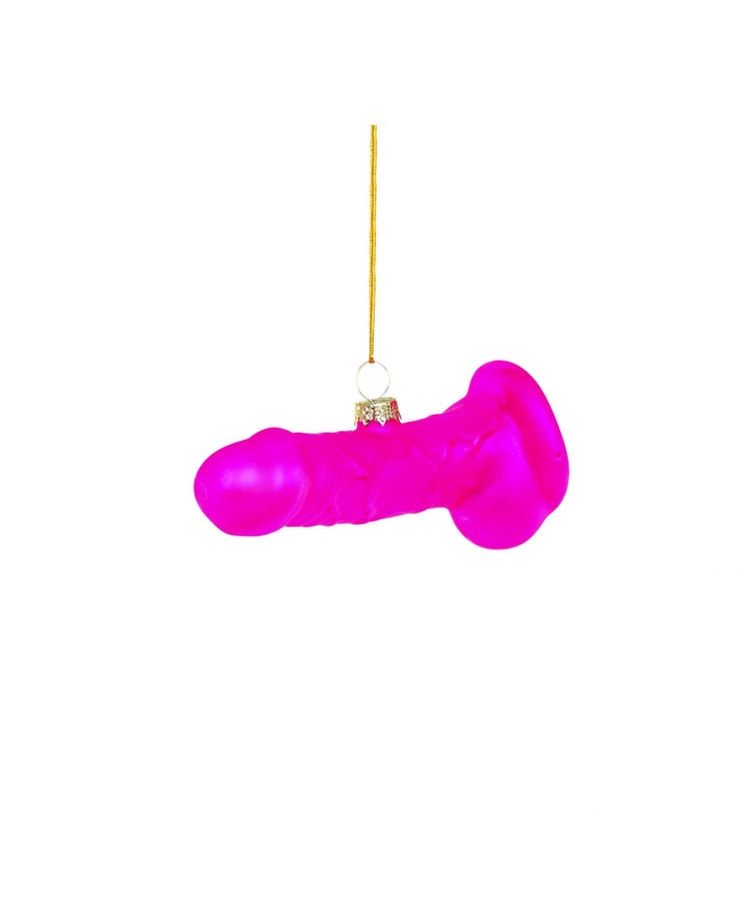 Bright Pink Dildo Glass Ornament