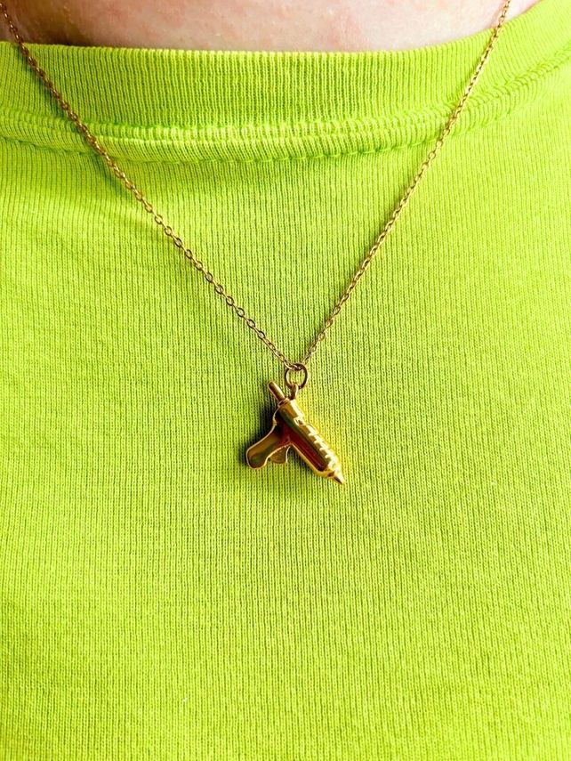 Hot Glue Gun Gold Necklace