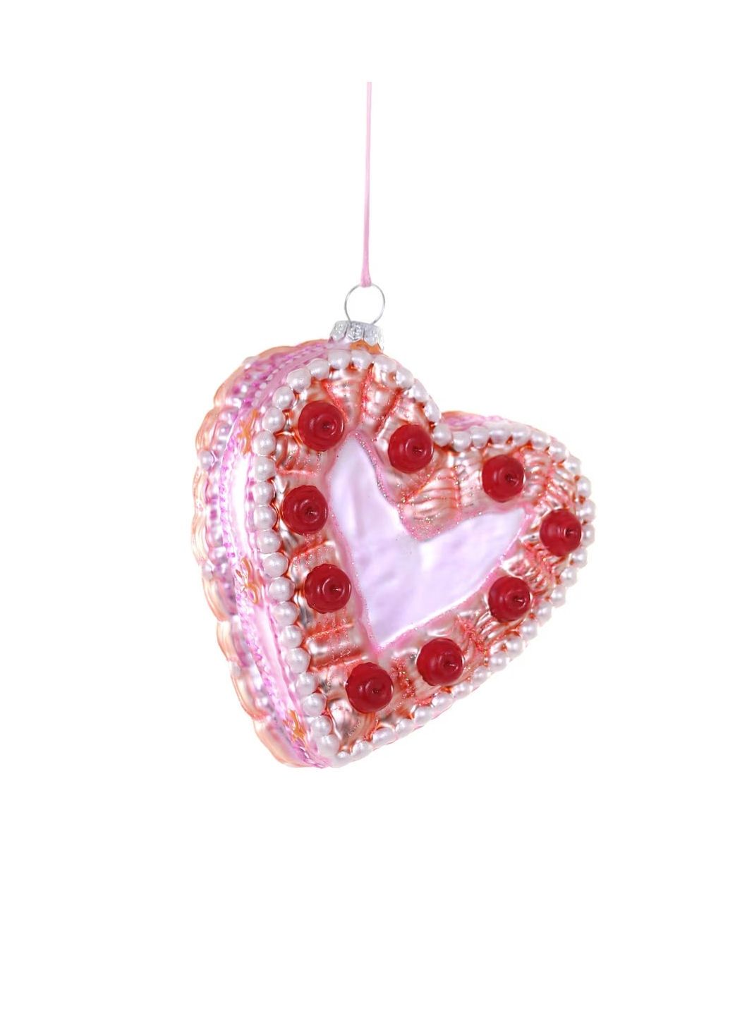 Heart Cake Glass Ornament