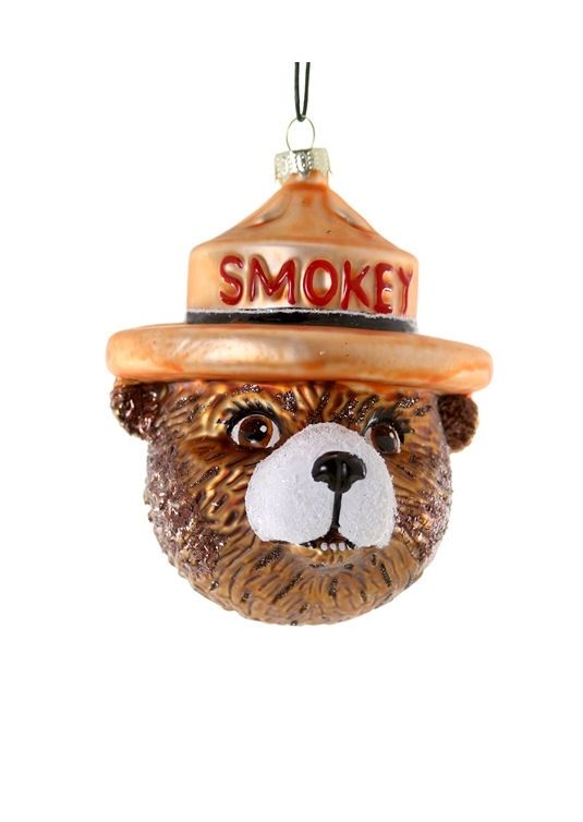 Smokey The Bear Glass Ornament