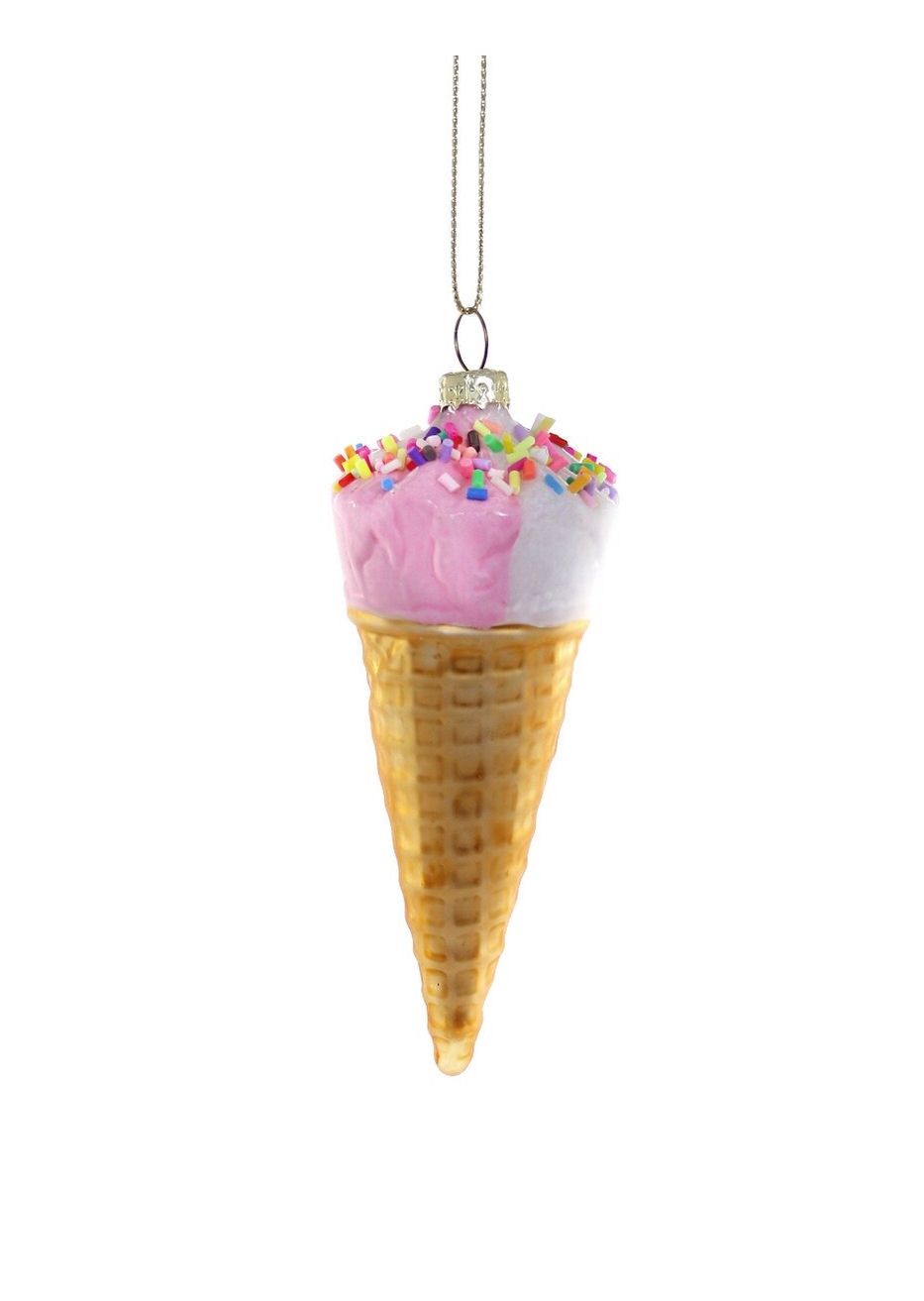 Sprinkle Ice Cream Drumstick Glass Ornament