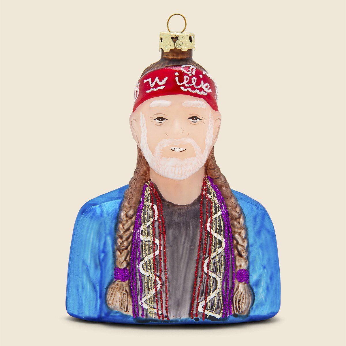 Willie Nelson Glass Ornament