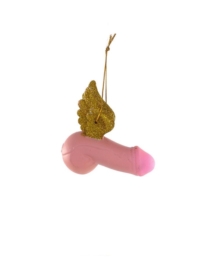 Winged Tan Penis Glass Ornament