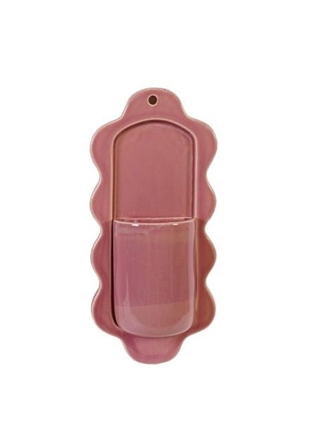 Large Pink Stoneware Wall Vase