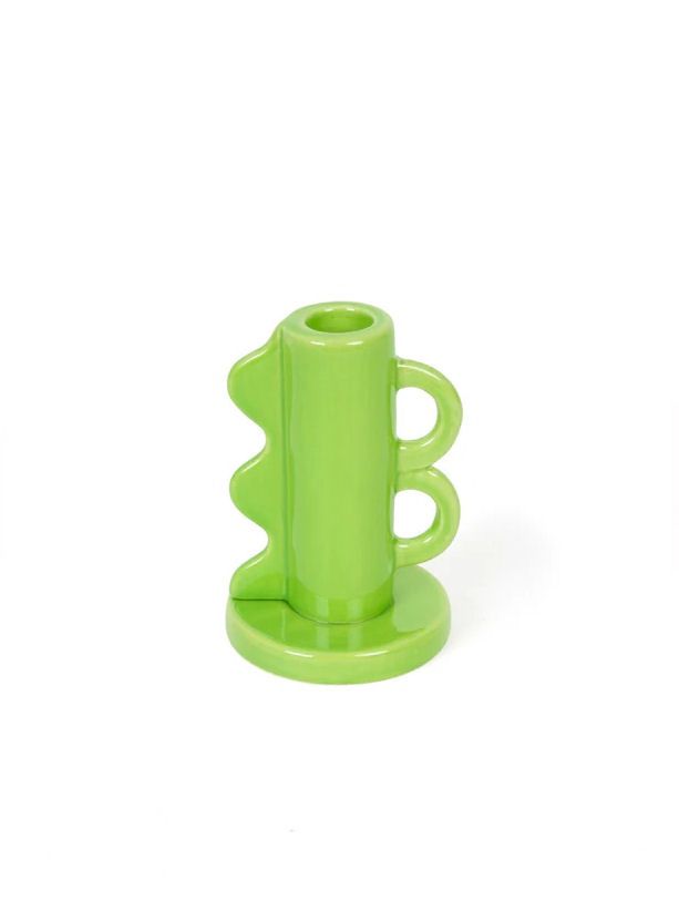 Green Wave Double Handle Candle Holder