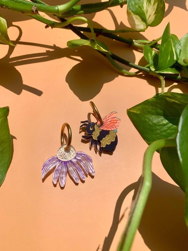 Bee And Flower Earrings
