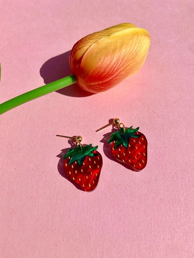 Mini Strawberry Earrings