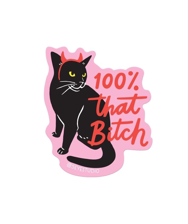 100 Percent That Bitch Cat Devil Sticker
