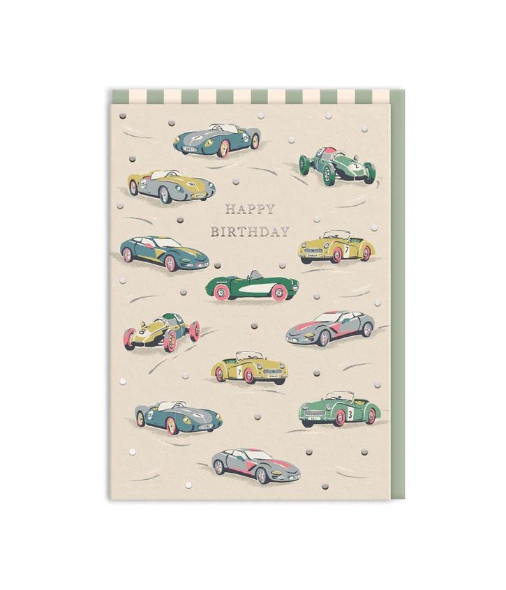 Racing Cars Happy Birthday Card