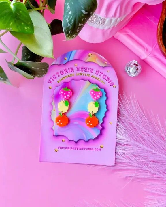 8bit Pixel Fruit Earrings
