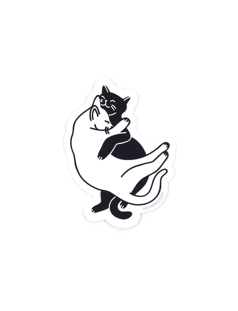 Snuggle Black And White Cats Sticker