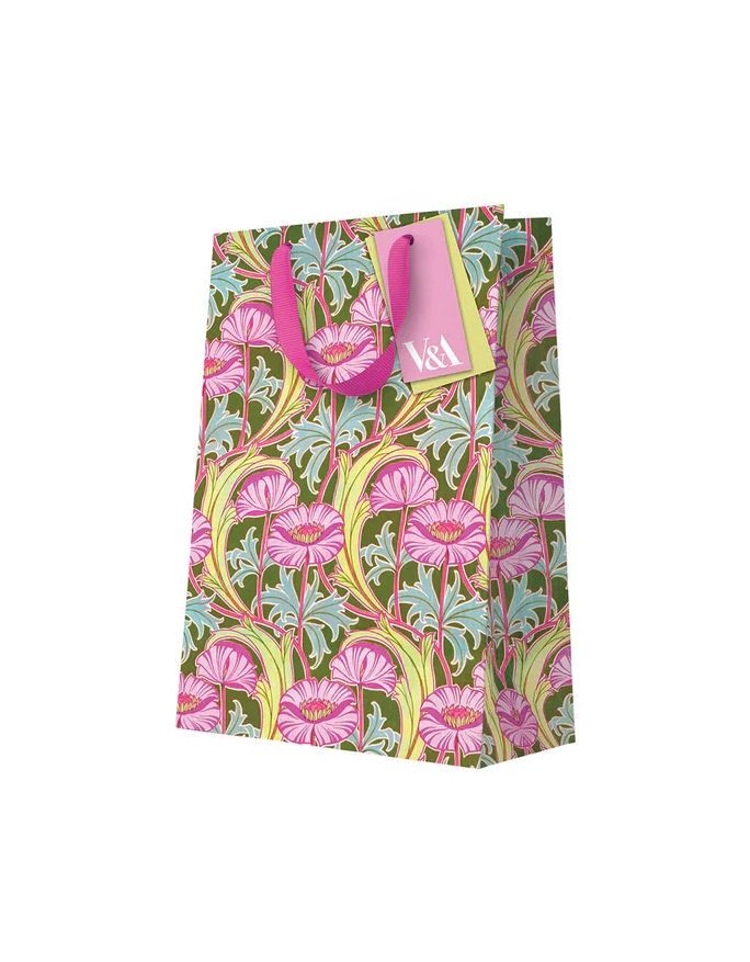 Neon Floral Pink Poppies Large Gift Bag