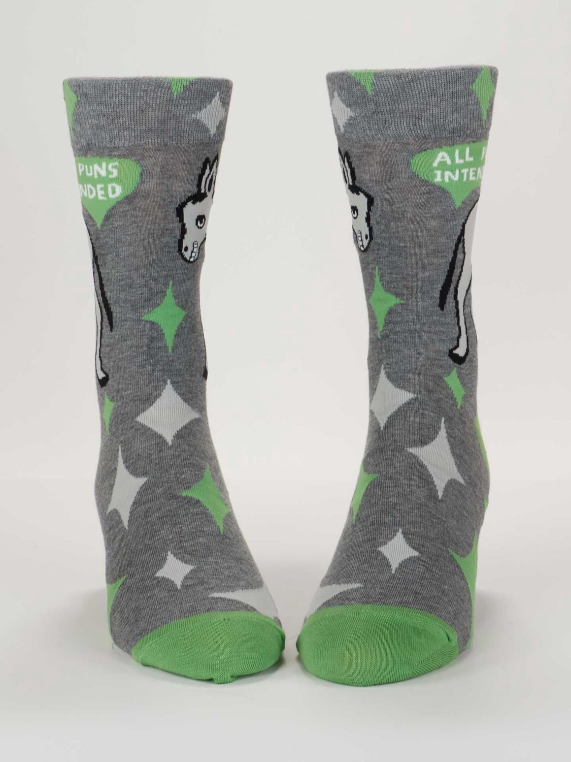All Puns Intended Men's Crew Blue Q Socks