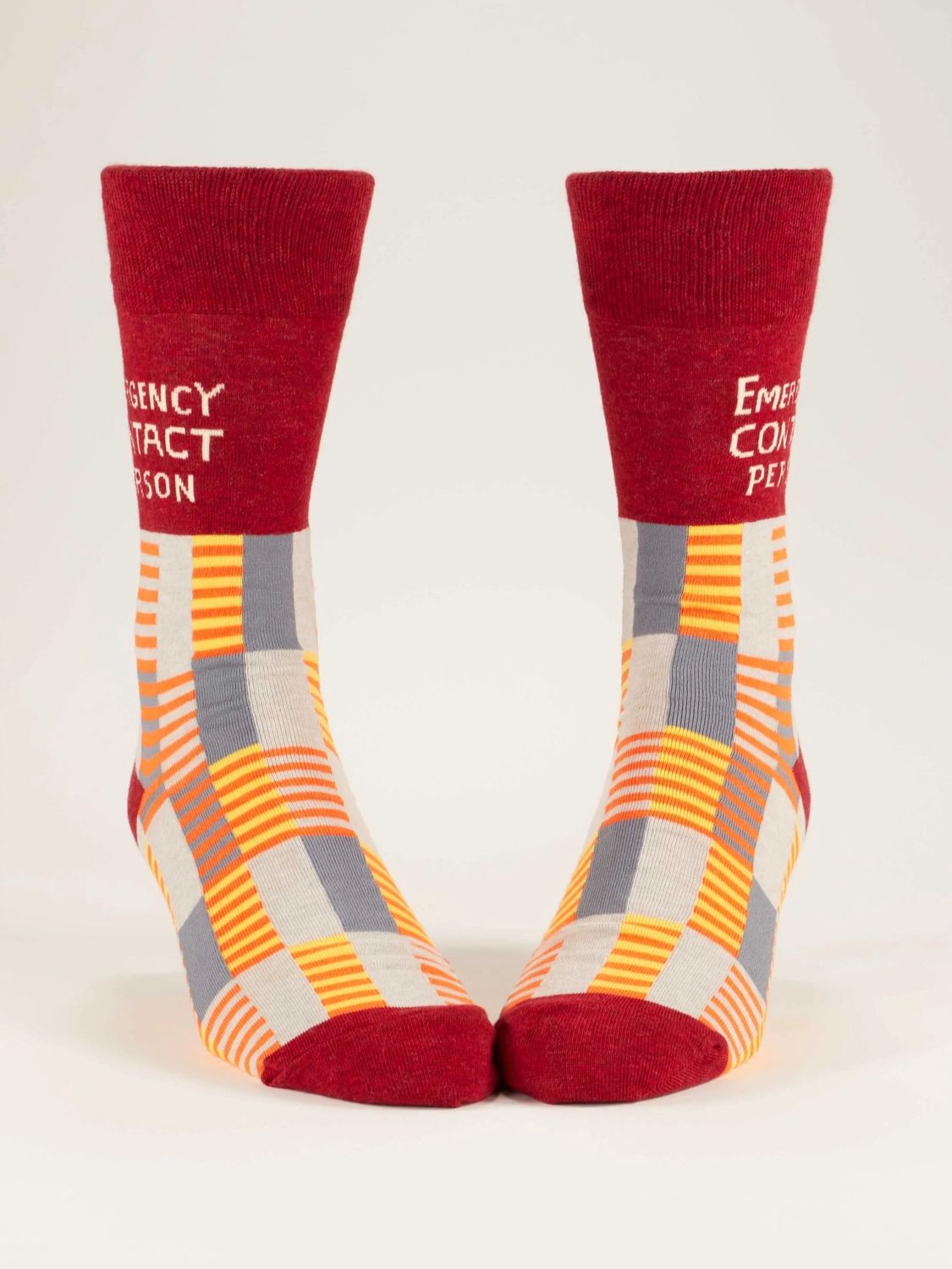 Emergency Contact Person Men's Crew Blue Q Socks