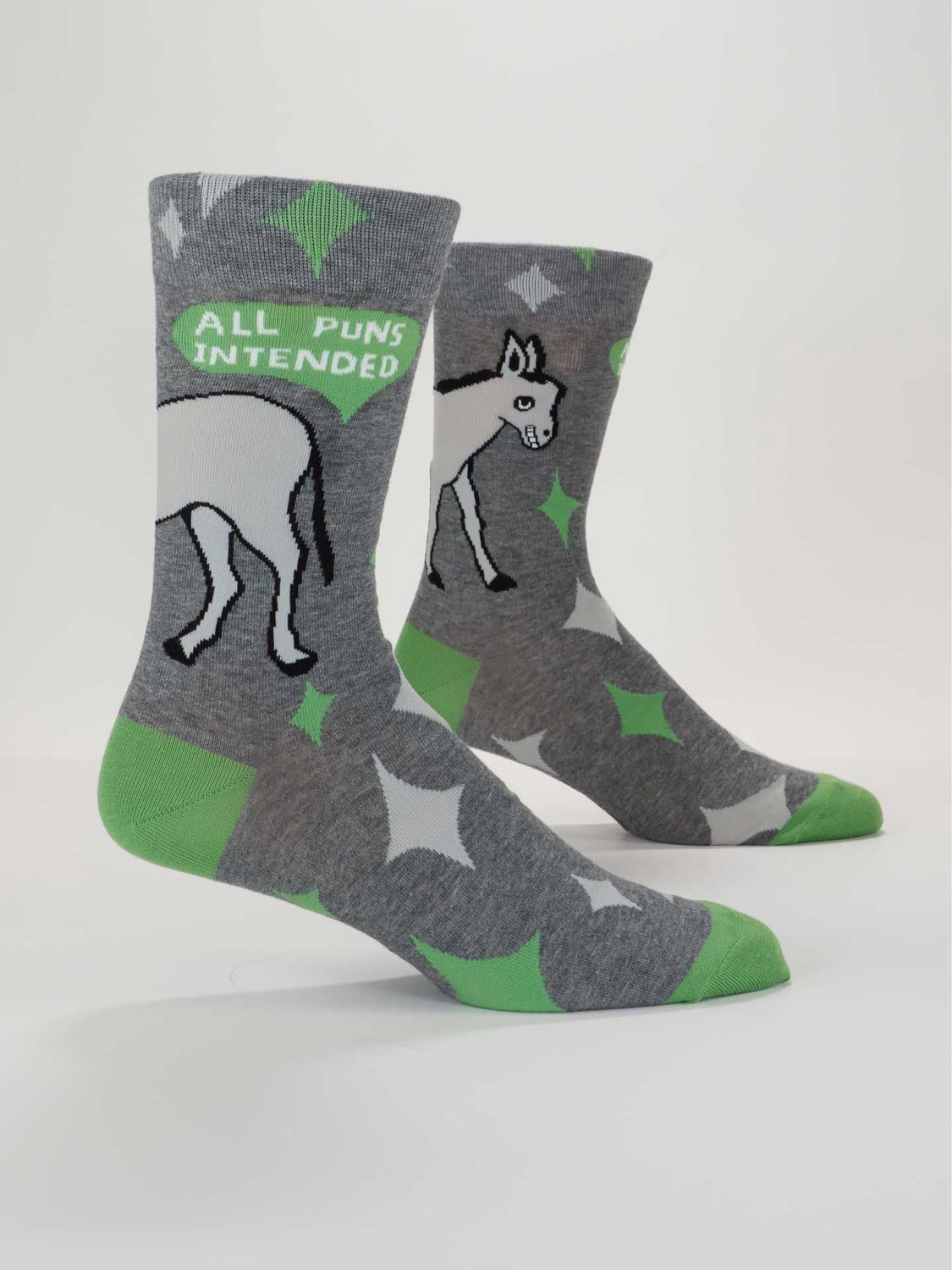 All Puns Intended Men&#39;s Crew Blue Q Socks