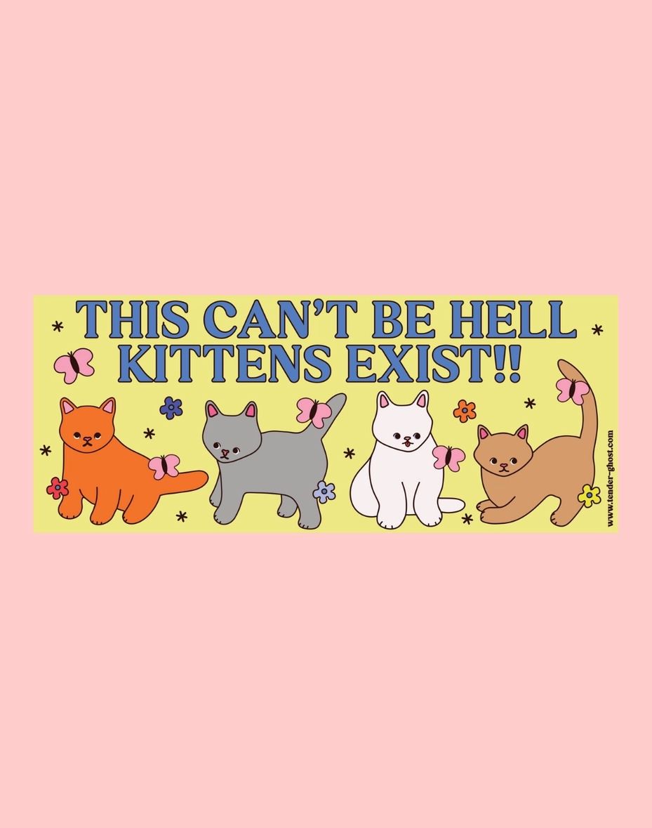 This Can&#39;t Be Hell Kittens Exist Bumper Sticker