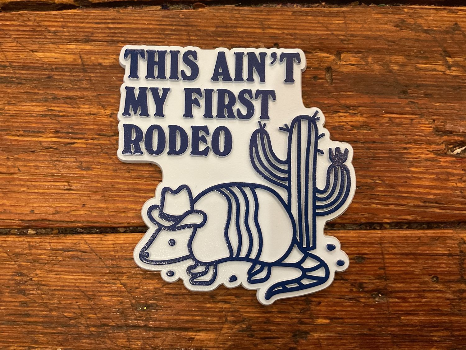 Armadillo Rodeo Retro Magnet