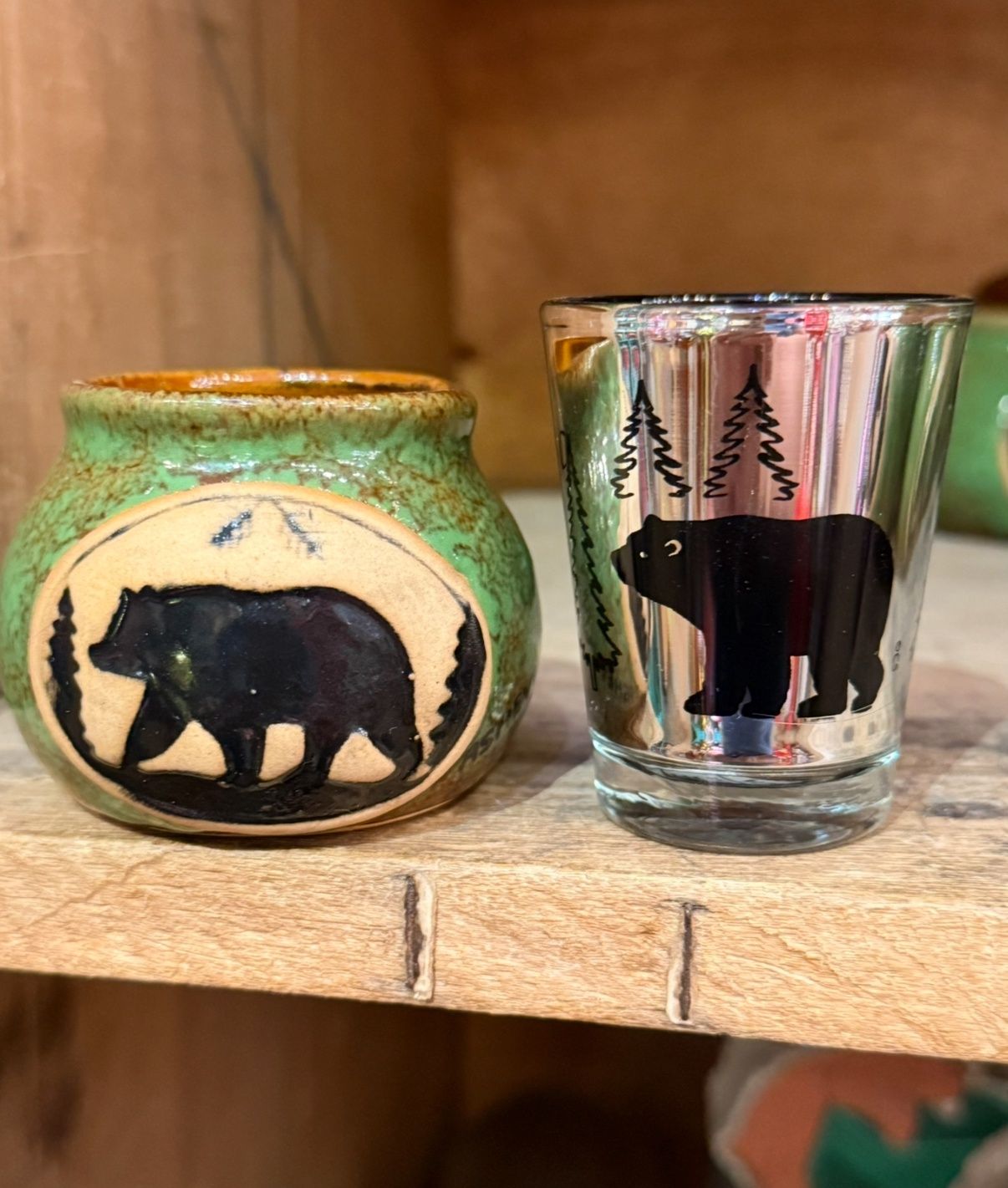 Asheville NC Black Bear Bean Ceramic Pot Shot Glass