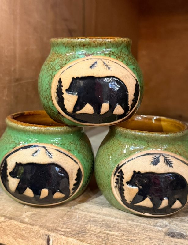 Asheville NC Black Bear Bean Ceramic Pot Shot Glass