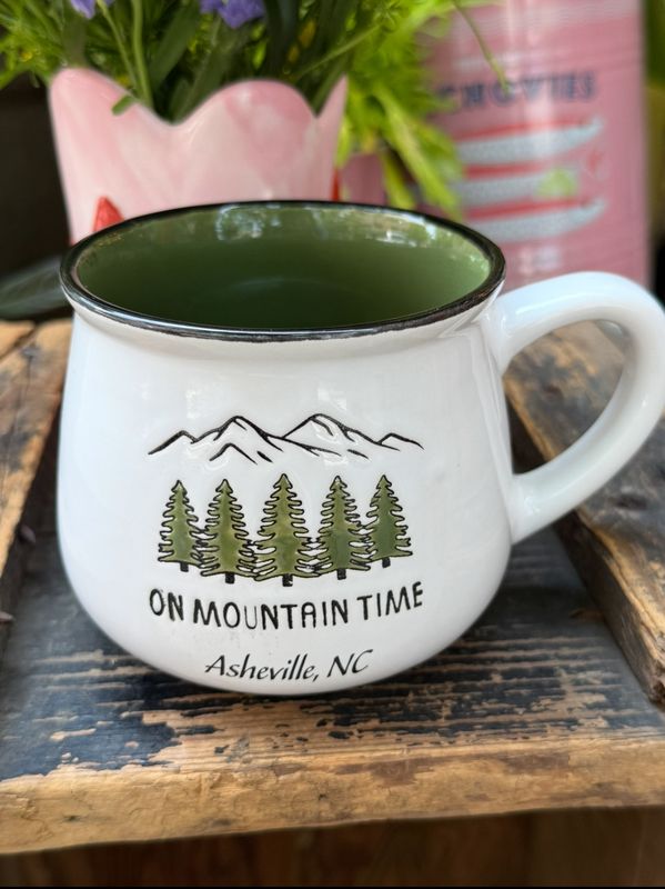 On Mountain Time Trees Ceramic Asheville Mug