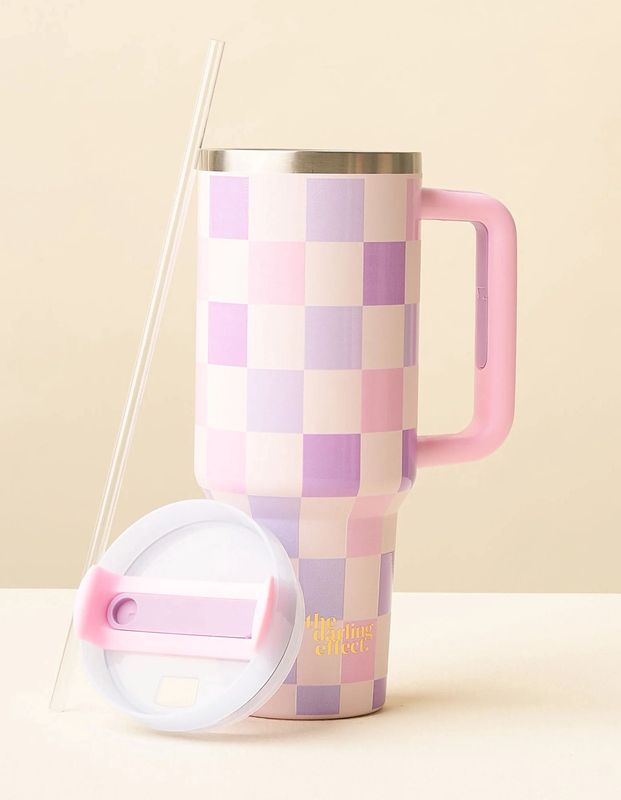 Purple Checkered Tumbler