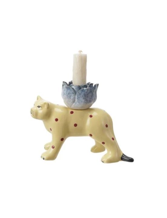Yellow Tiger Candlestick Holder