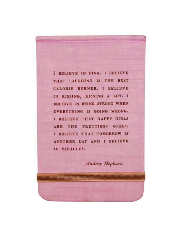 I Believe In Pink Audrey Hepburn Fabric Notebook