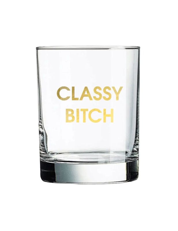 Classy Bitch Rocks Glass