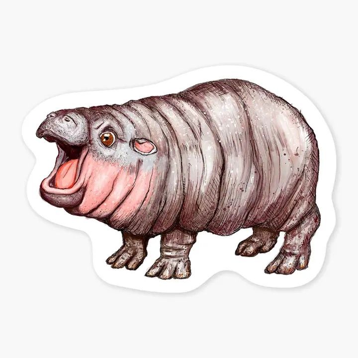 Moodeng Hippo Sticker