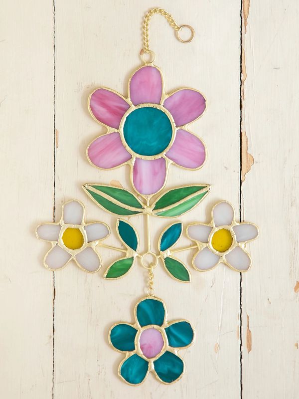 Stained Glass Folk Flower Cluster