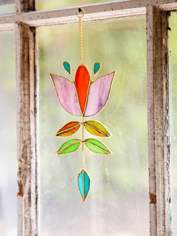 Stained Glass Folk Flower