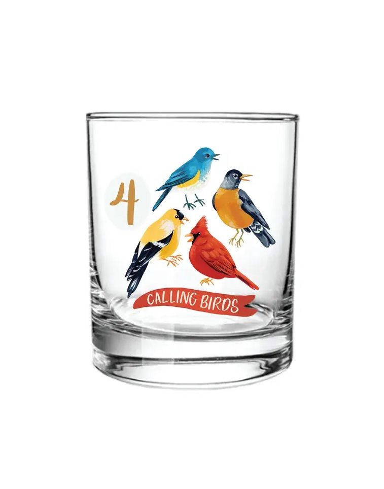 4 Four Calling Birds Short Juice Glass