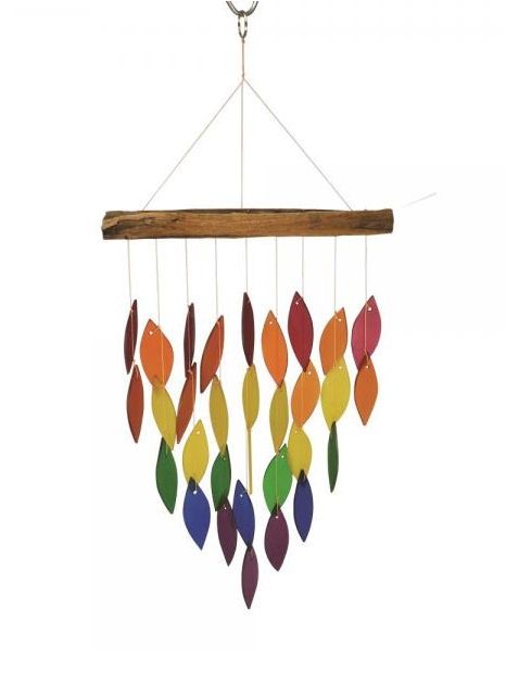 Rainbow Waterfall Glass Driftwood Wind Chime