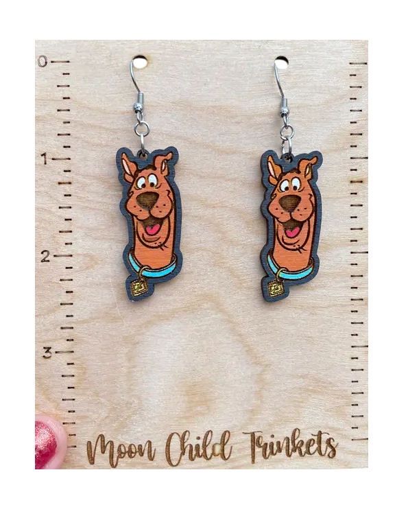 Scooby Doo Wood Dangle Earrings