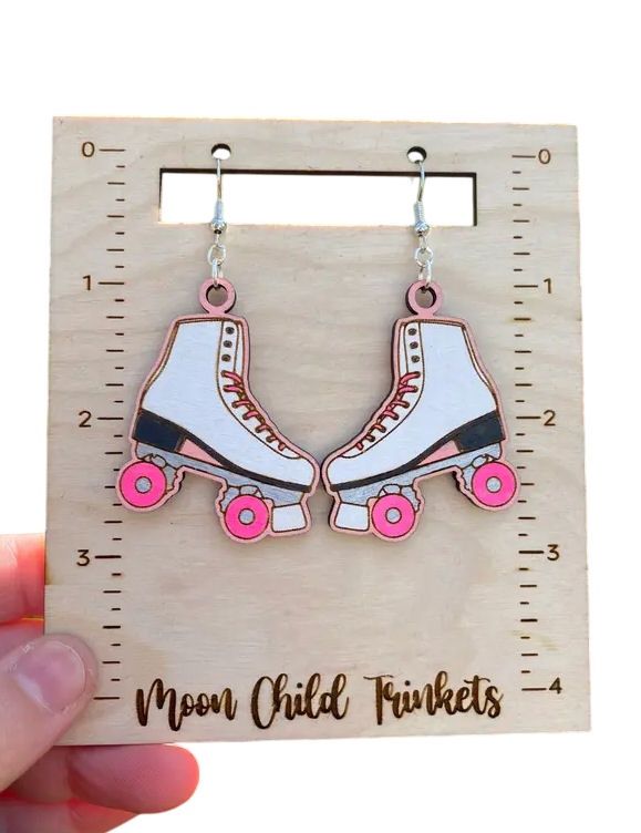 Roller Skates Wood Earrings
