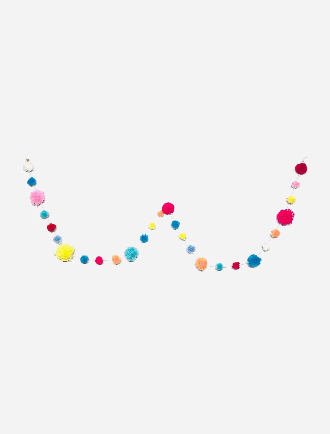 Fluffy Wool Pompom Garland Multi Bright