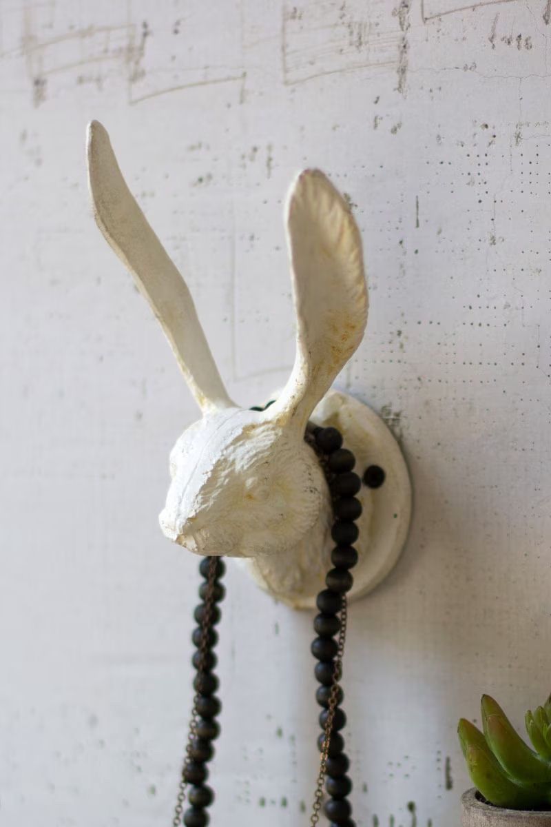 Cast Iron White Rabbit Wall Hook