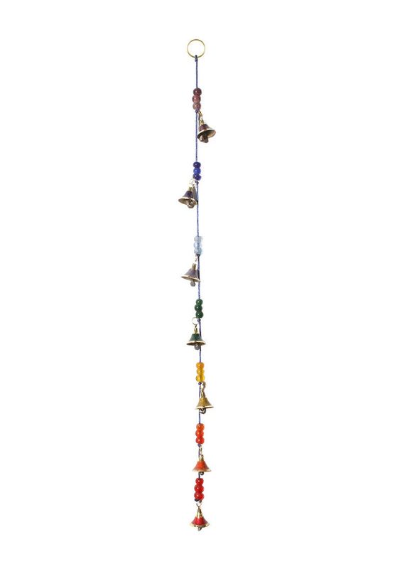 Rainbow Chakra String of Brass Bells And Beads