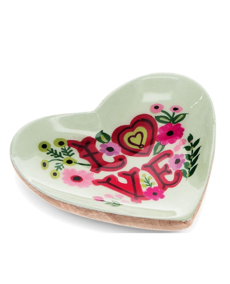 Love Wooden Heart Shaped Trinket Dish