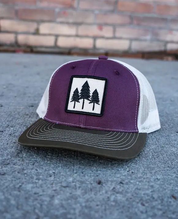 Three Tree Tri Tone Purple and Green Trucker Hat
