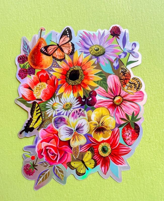 Holographic Flower Bouquet Sticker