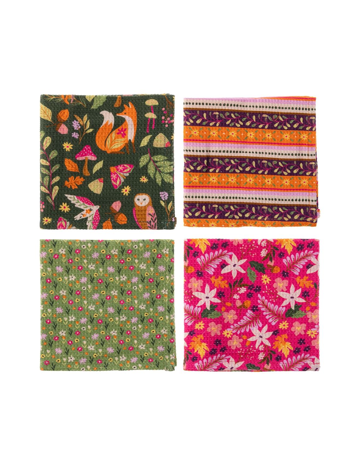 Waffle Weave Woodland Dishcloth Set Of 4