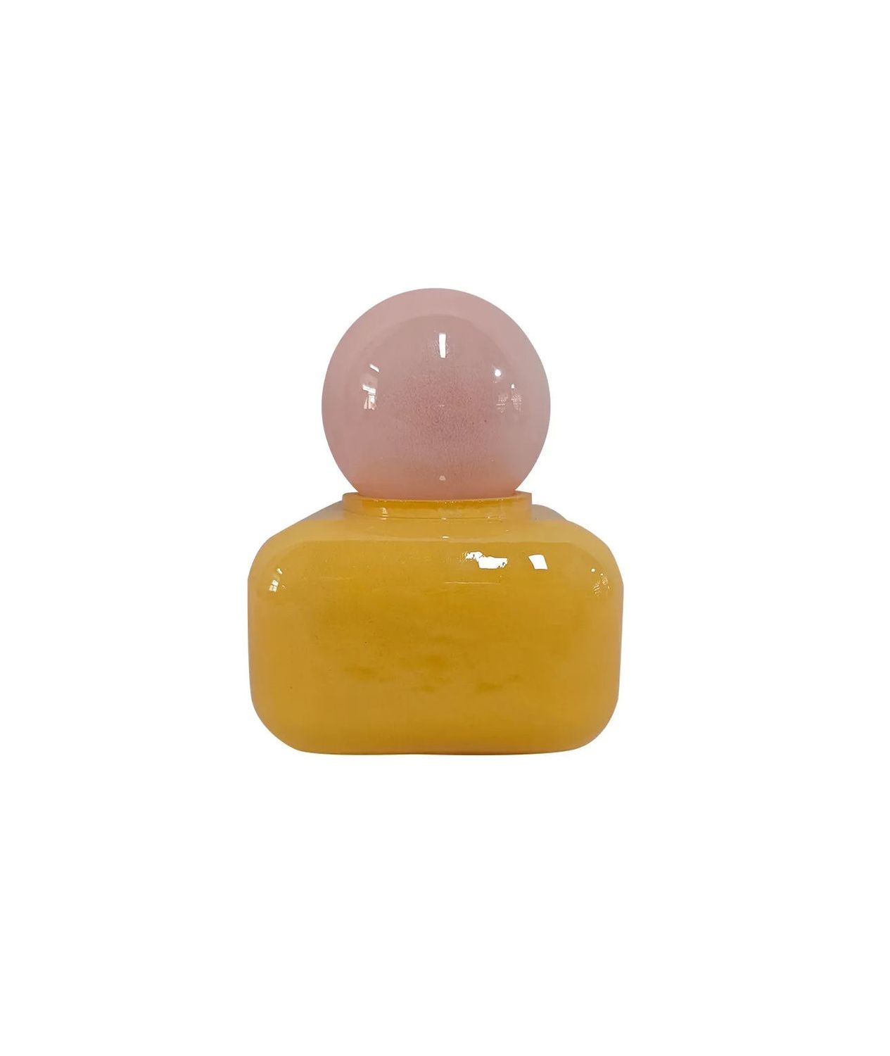 Yellow And Pink Glass Bottle With Stopper