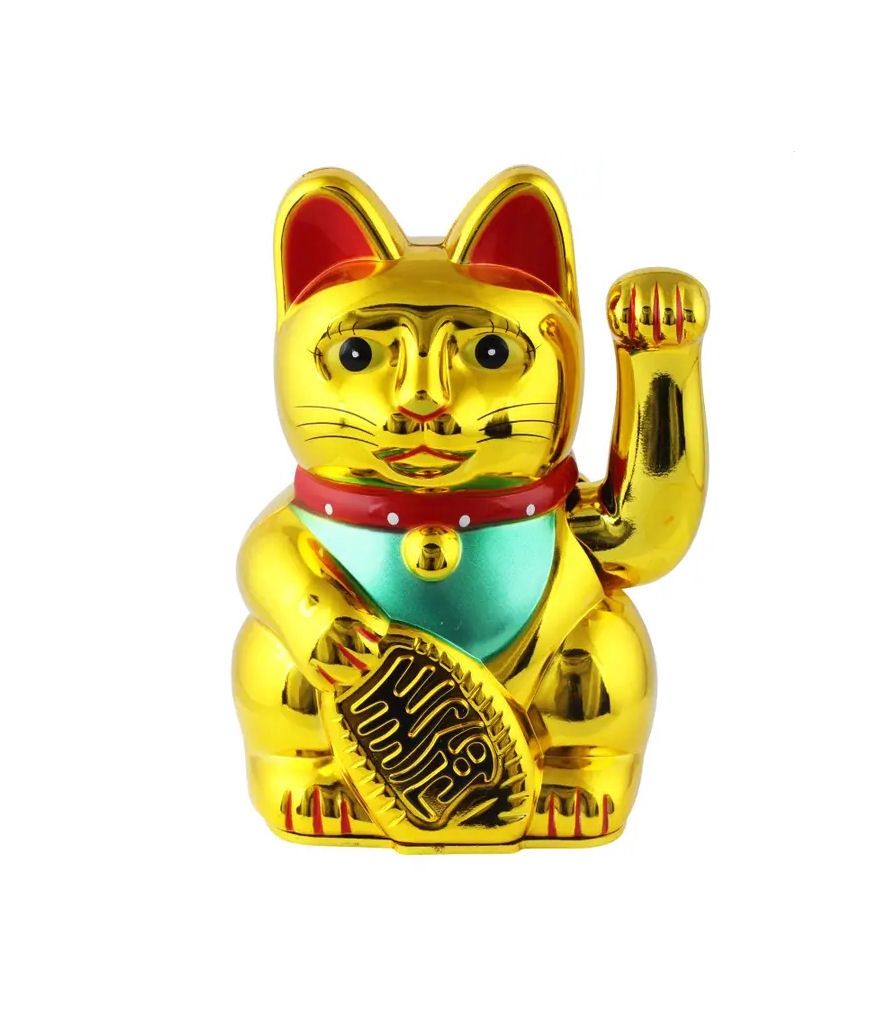 Gold Waving Lucky Cat Maneki-Neko 5&quot; (13cm)
