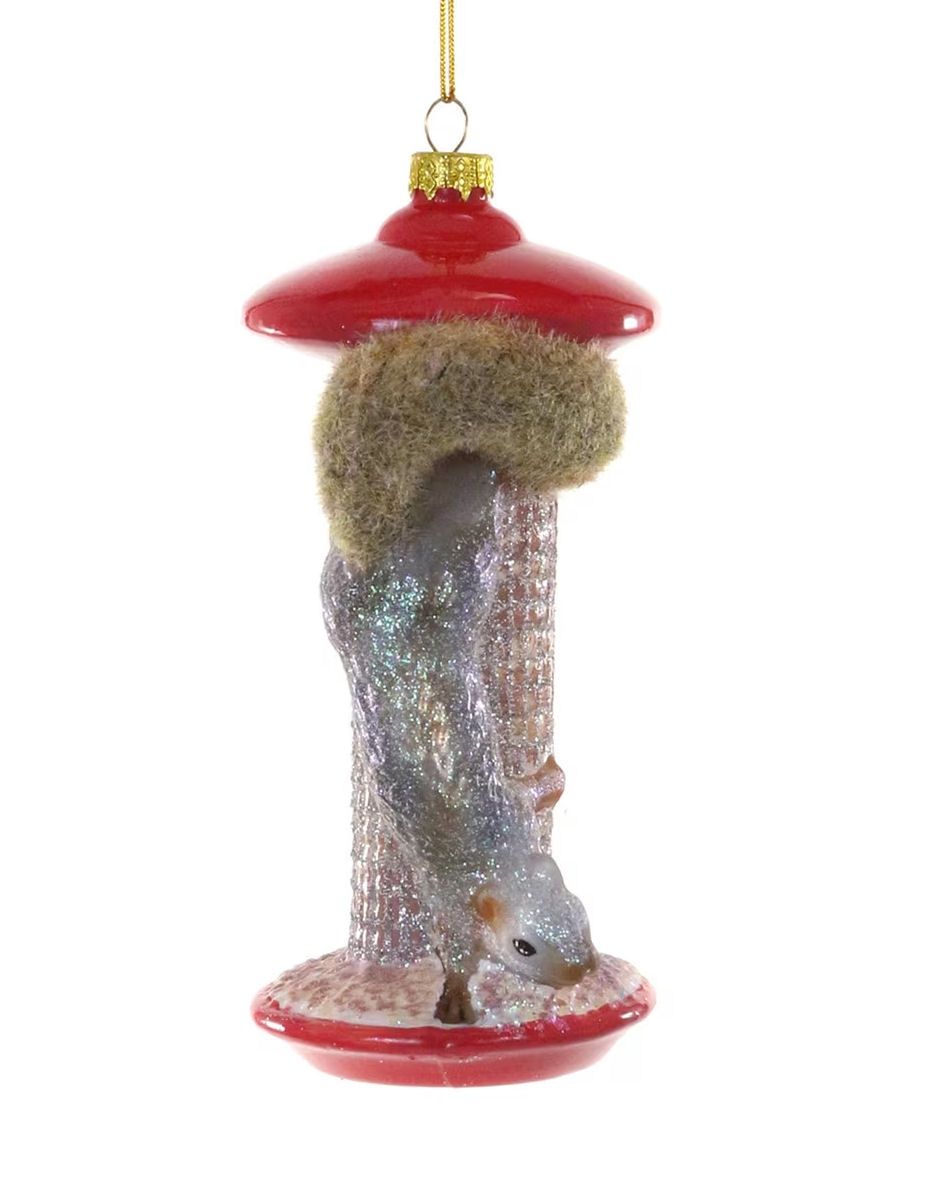 Pesky Squirrel Glass Ornament