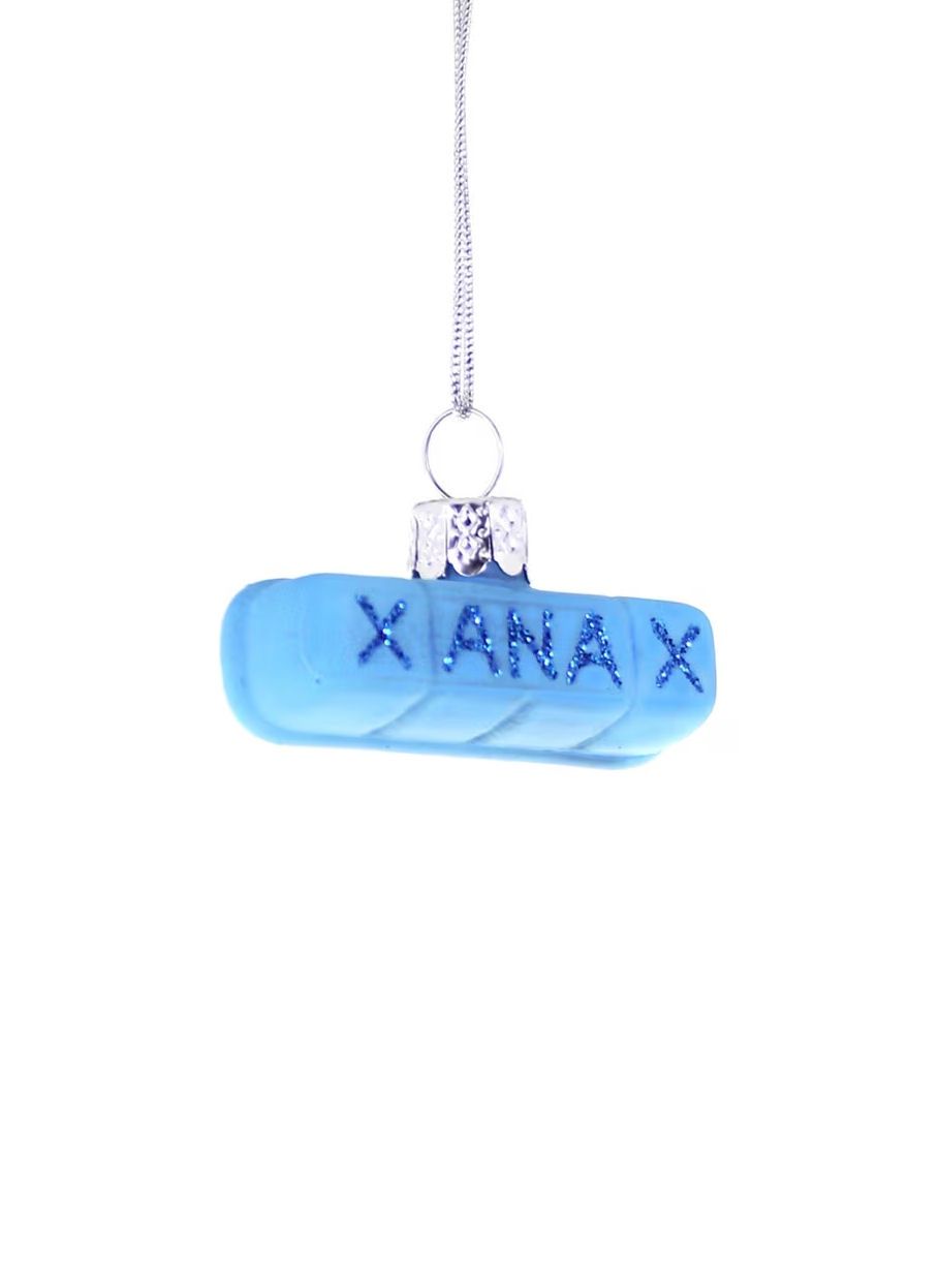 Xanax Extra Strength Glass Ornament