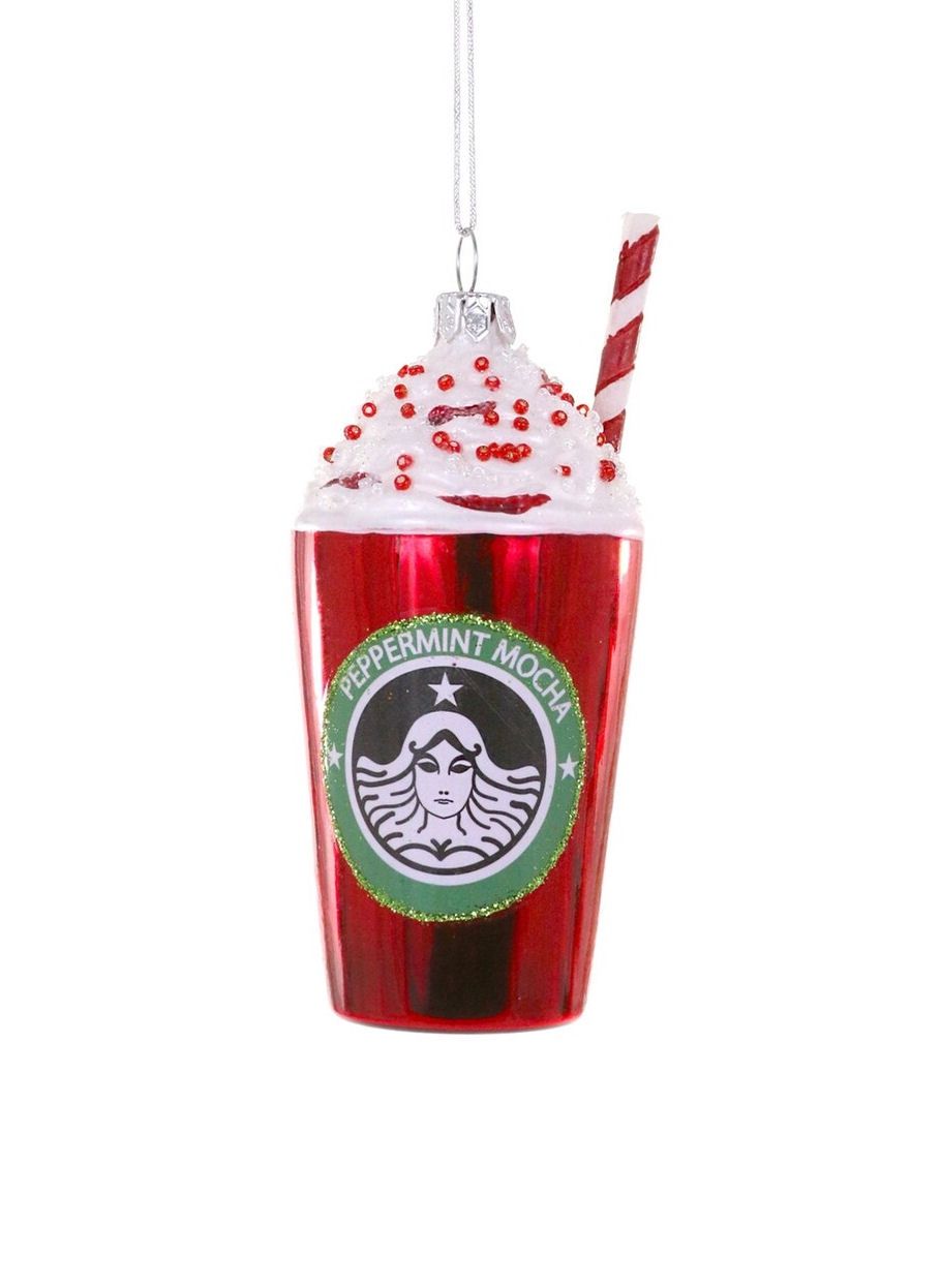 Peppermint Mocha Glass Ornament